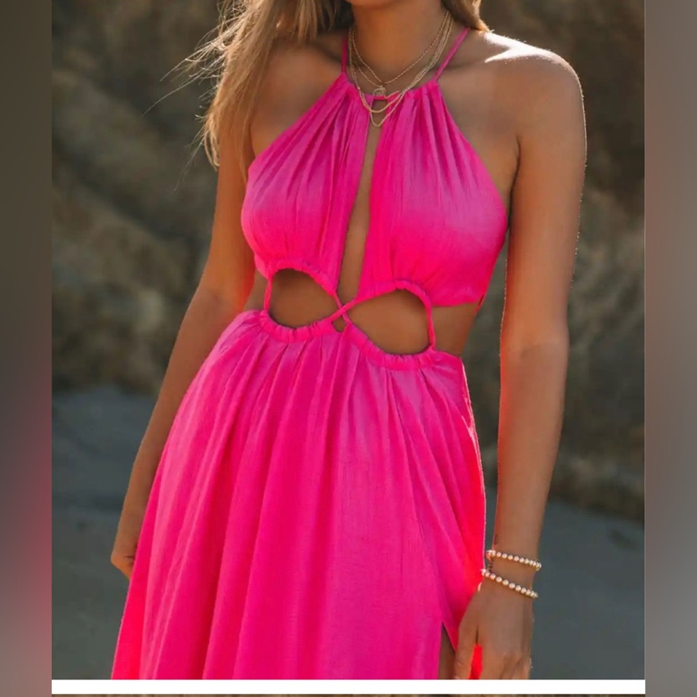 Vici hot pink cut out dress never worn size small